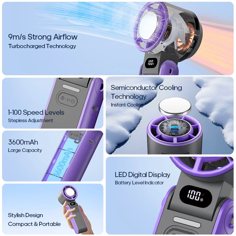 Rechargeable Outdoor Foldable Portable Handheld  Mini Cooling Fan